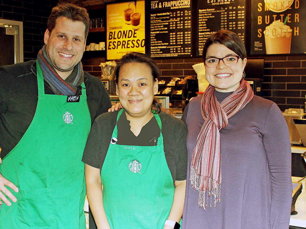 Mata (center) with manager Martin Schaffner and Rise staff member Angela Mannila