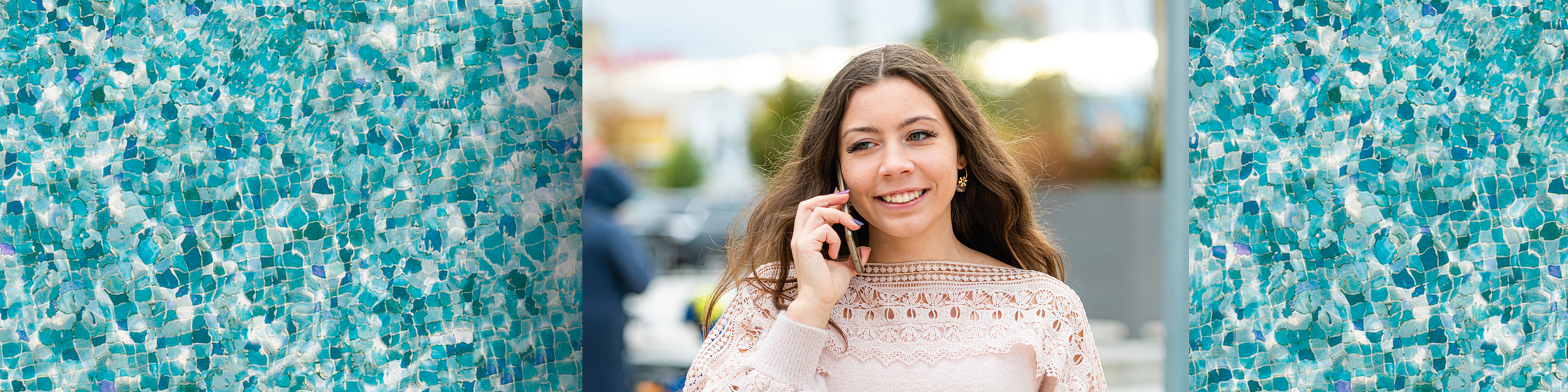 A person speaks on a mobile phone.